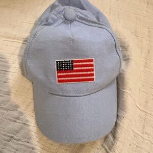 Janie and Jack Light Blue Hat with Flag Embroidery